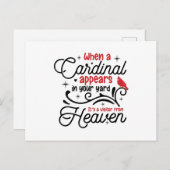 Carte Postale Lorsqu'un Cardinal Apparaît Dans Votre Jardin (Devant / Derrière)