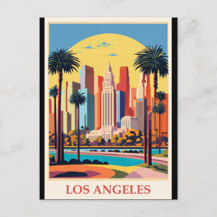 Carte Postale Los Angeles, illustration Art Déco,