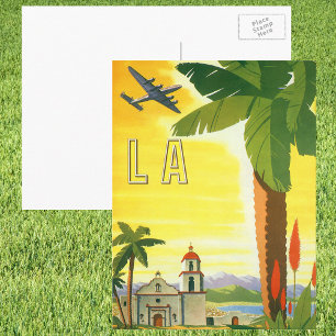 Carte Postale Los Angeles vintage, Californie Mission avec palmi