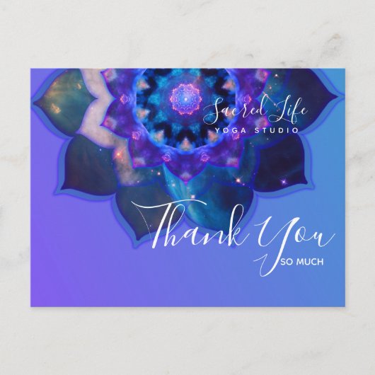 Carte Postale Lotus Bleu Mandala (Devant)