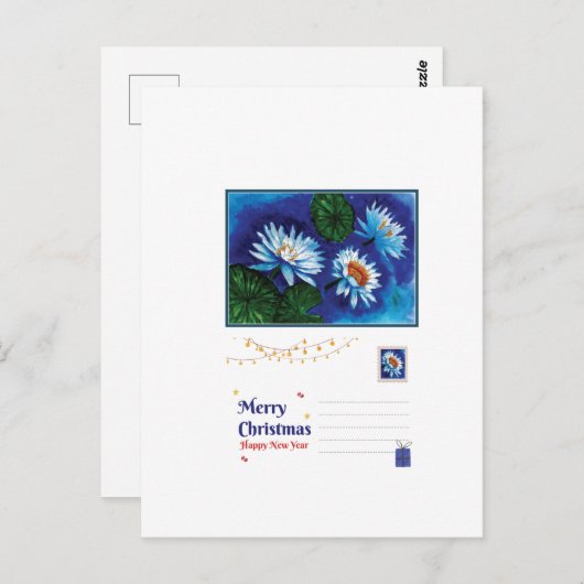 Carte Postale Lotus Christmas Postcard – Peaceful Holiday Greeti (Devant / Derrière)