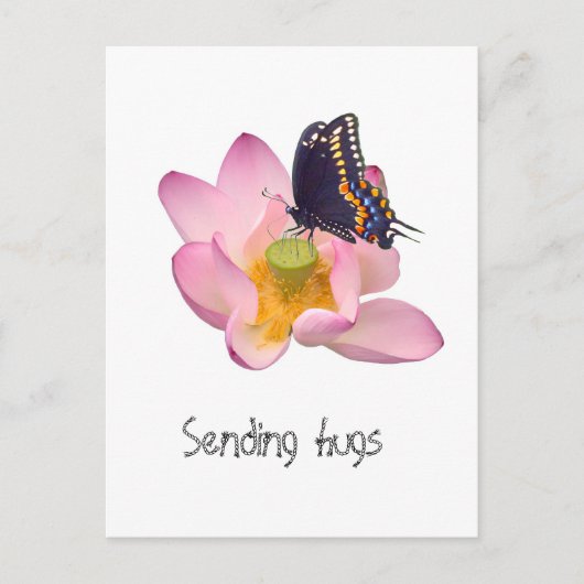 Carte Postale Lotus et papillon (Devant)