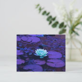 Carte Postale Lotus Fleur violet bleu Turquoise Floral Pond Zen (Debout devant)