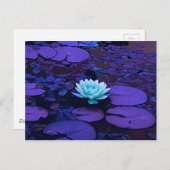 Carte Postale Lotus Fleur violet bleu Turquoise Floral Pond Zen (Devant / Derrière)