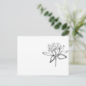 Carte Postale Lotus Flower Black and White Ink Dessin Art (Debout devant)