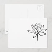 Carte Postale Lotus Flower Black and White Ink Dessin Art (Devant / Derrière)