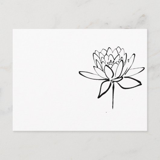 Carte Postale Lotus Flower Black and White Ink Dessin Art (Devant)