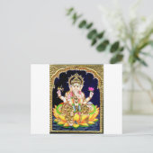 CARTE POSTALE LOTUS GANESHA TANJORE PEINTURE (Debout devant)