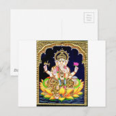 CARTE POSTALE LOTUS GANESHA TANJORE PEINTURE (Devant / Derrière)