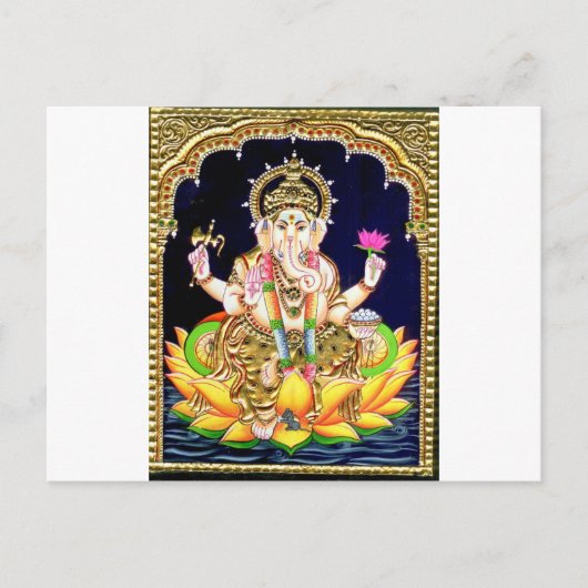 CARTE POSTALE LOTUS GANESHA TANJORE PEINTURE (Devant)