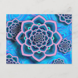 Carte Postale Lotus Mandala en Pink et Aqua Postcard