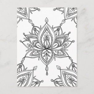 Carte Postale Lotus Mandala Motif Floral Couleur adulte
