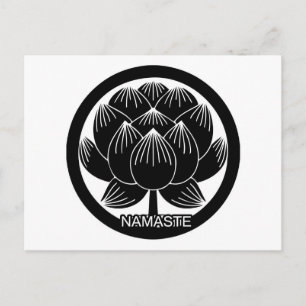 Carte Postale Lotus Namaste noir et blanc