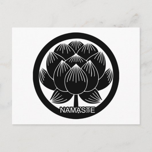 Carte Postale Lotus Namaste noir et blanc (Devant)