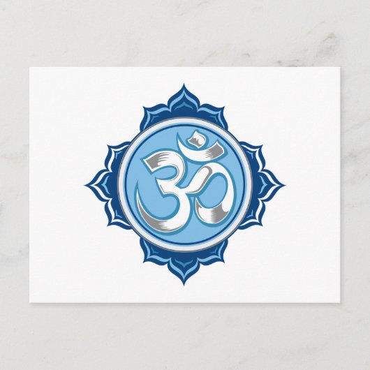 Carte Postale Lotus Om bleu (Devant)