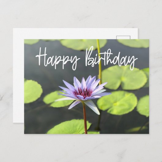 Carte Postale Lotus pourpre dans l'étang Joyeux anniversaire (Devant / Derrière)