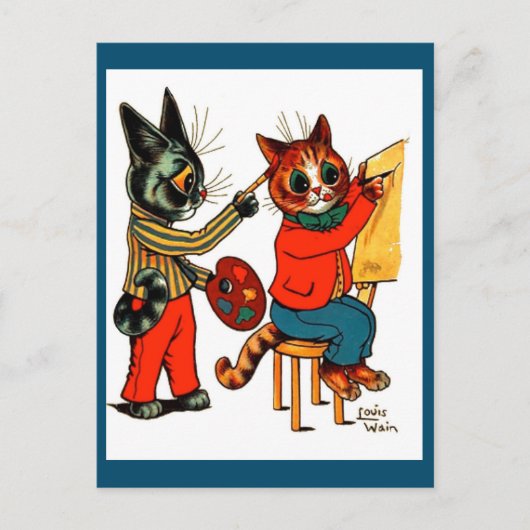 Carte Postale Louis Wain, Artistes de chats, Art de chat, (Devant)