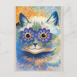 Carte Postale Louis Wain, Cat with Flower-Decorated Eyes,