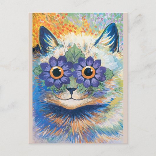 Carte Postale Louis Wain, Cat with Flower-Decorated Eyes, (Devant)