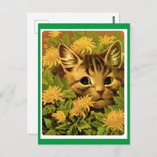 Carte Postale Louis Wain, Chat en Fleurs, Art  (Devant / Derrière)