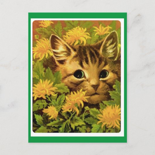 Carte Postale Louis Wain, Chat en Fleurs, Art  (Devant)