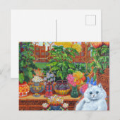Carte Postale Louis Wain Flower Love Chat (Devant / Derrière)