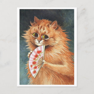 Carte postale Louis Wain Ginger Cat Holiday