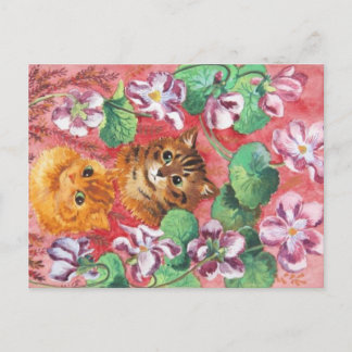 Carte Postale Louis Wain Kitties et Pansies
