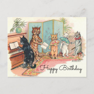 Carte Postale Louis Wain Victorian Cats Parlor Music circa 1903