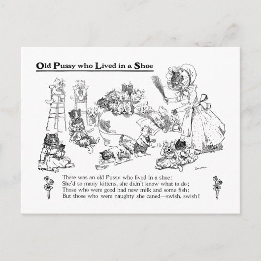 Carte Postale Louis Wain Vieux Chat en Chaussure Nursery Rhyme (Devant)