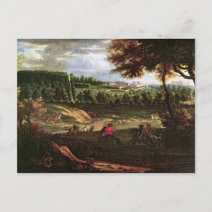Carte Postale Louis XIV Chasse à Marly avec vue