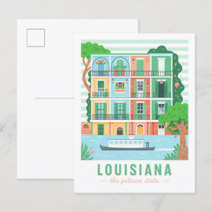 Carte Postale Louisiana le Pélican State USA Summer Travel