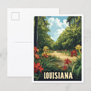 Carte Postale Louisiana USA Vintage Illustration Travel