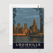 Carte Postale Louisville Skyline, rivière Ohio, Voyage (Devant / Derrière)