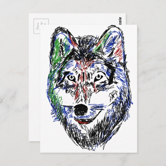 Carte Postale Loup (Devant / Derrière)