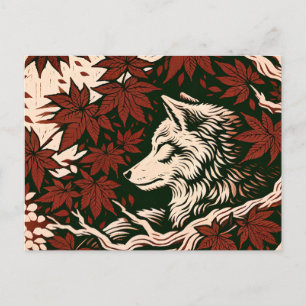 Carte Postale Loup amoureux art nature amour Loups