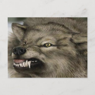 Carte Postale loup avec ses dents