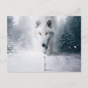 Carte Postale Loup blanc géant