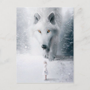 Carte Postale Loup blanc géant