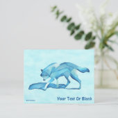 Carte Postale Loup Bleu Sur Neige (Debout devant)