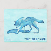Carte Postale Loup Bleu Sur Neige (Devant)