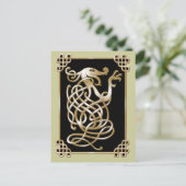 Carte Postale Loup celtique - Arrière - plan noir (Debout devant)