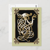 Carte Postale Loup celtique - Arrière - plan noir (Devant / Derrière)