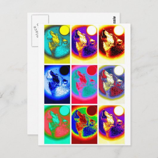 Carte Postale Loup d'art pop (Devant / Derrière)