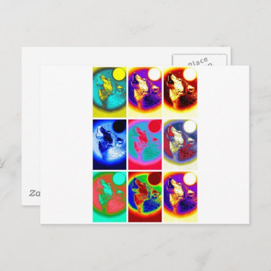 Carte Postale Loup d'art pop (Devant / Derrière)