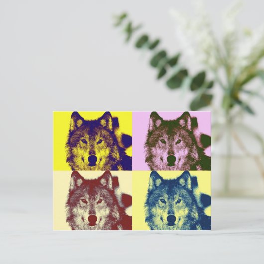 Carte Postale Loup d'art pop (Debout devant)