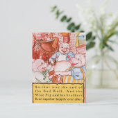 Carte Postale Loup de Cuisine de trois petits cochons, conte Vin (Debout devant)