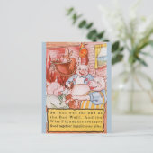 Carte Postale Loup de Cuisine de trois petits cochons, conte Vin (Debout devant)
