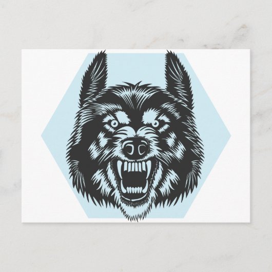 Carte Postale Loup en colère (Devant)