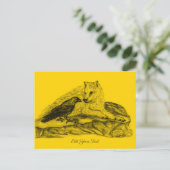 Carte Postale Loup et corbeau - Design noir et jaune (Debout devant)
